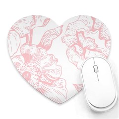 Vintage Pink Floral Heart Mousepads by NouveauDesign