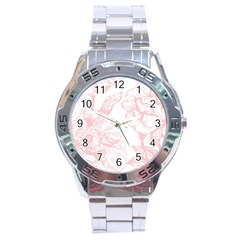 Vintage Pink Floral Stainless Steel Analogue Watch by NouveauDesign