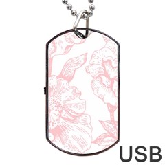 Vintage Pink Floral Dog Tag Usb Flash (two Sides) by NouveauDesign