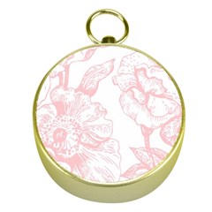 Vintage Pink Floral Gold Compasses by NouveauDesign