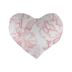 Vintage Pink Floral Standard 16  Premium Flano Heart Shape Cushions by NouveauDesign