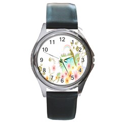 Wreaths Sexy Flower Star Leaf Rose Sunflower Bird Summer Round Metal Watch by Mariart