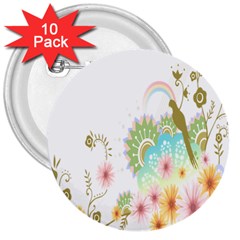 Wreaths Sexy Flower Star Leaf Rose Sunflower Bird Summer 3  Buttons (10 Pack) 