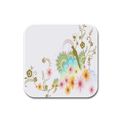 Wreaths Sexy Flower Star Leaf Rose Sunflower Bird Summer Rubber Square Coaster (4 Pack)  by Mariart