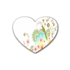 Wreaths Sexy Flower Star Leaf Rose Sunflower Bird Summer Rubber Coaster (heart)  by Mariart