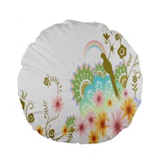 Wreaths Sexy Flower Star Leaf Rose Sunflower Bird Summer Standard 15  Premium Round Cushions