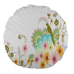 Wreaths Sexy Flower Star Leaf Rose Sunflower Bird Summer Large 18  Premium Round Cushions by Mariart