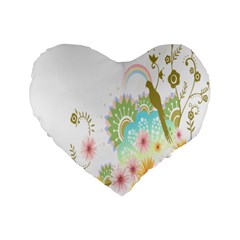 Wreaths Sexy Flower Star Leaf Rose Sunflower Bird Summer Standard 16  Premium Heart Shape Cushions by Mariart