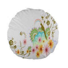 Wreaths Sexy Flower Star Leaf Rose Sunflower Bird Summer Standard 15  Premium Flano Round Cushions by Mariart