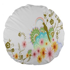 Wreaths Sexy Flower Star Leaf Rose Sunflower Bird Summer Large 18  Premium Flano Round Cushions