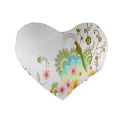 Wreaths Sexy Flower Star Leaf Rose Sunflower Bird Summer Standard 16  Premium Flano Heart Shape Cushions by Mariart