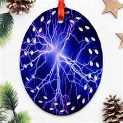 Blue Sky Light Space Ornament (oval Filigree) by Mariart