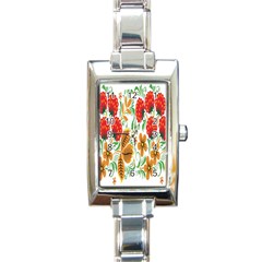 Flower Floral Red Yellow Leaf Green Sexy Summer Rectangle Italian Charm Watch by Mariart