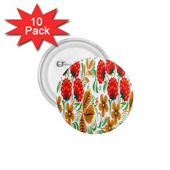 Flower Floral Red Yellow Leaf Green Sexy Summer 1 75  Buttons (10 Pack)