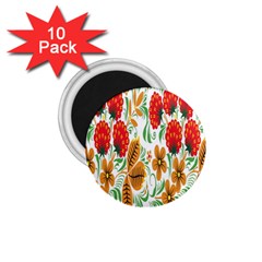 Flower Floral Red Yellow Leaf Green Sexy Summer 1 75  Magnets (10 Pack) 