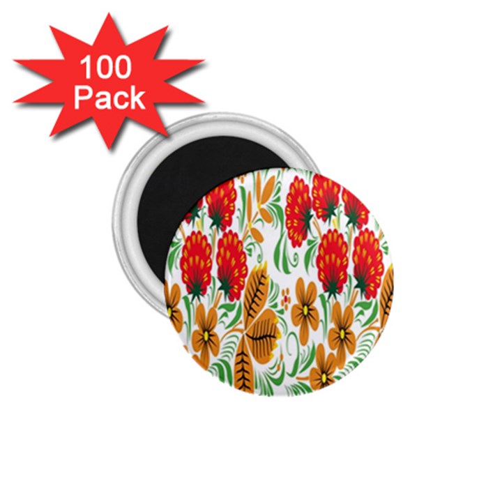 Flower Floral Red Yellow Leaf Green Sexy Summer 1.75  Magnets (100 pack) 