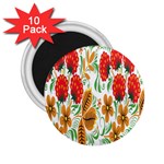 Flower Floral Red Yellow Leaf Green Sexy Summer 2.25  Magnets (10 pack)  Front