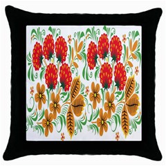 Flower Floral Red Yellow Leaf Green Sexy Summer Throw Pillow Case (black) by Mariart