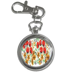 Flower Floral Red Yellow Leaf Green Sexy Summer Key Chain Watches by Mariart