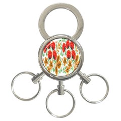 Flower Floral Red Yellow Leaf Green Sexy Summer 3-ring Key Chains by Mariart