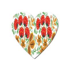 Flower Floral Red Yellow Leaf Green Sexy Summer Heart Magnet by Mariart