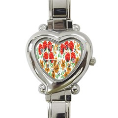 Flower Floral Red Yellow Leaf Green Sexy Summer Heart Italian Charm Watch by Mariart