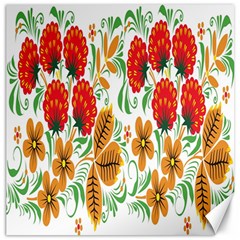 Flower Floral Red Yellow Leaf Green Sexy Summer Canvas 12  X 12  