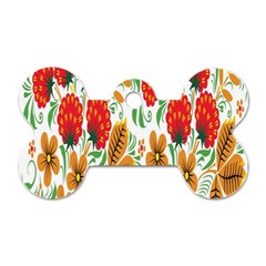 Flower Floral Red Yellow Leaf Green Sexy Summer Dog Tag Bone (two Sides)