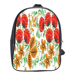 Flower Floral Red Yellow Leaf Green Sexy Summer School Bag (large)