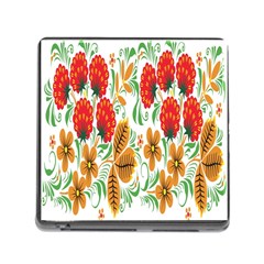 Flower Floral Red Yellow Leaf Green Sexy Summer Memory Card Reader (square) by Mariart