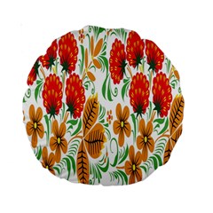 Flower Floral Red Yellow Leaf Green Sexy Summer Standard 15  Premium Round Cushions by Mariart