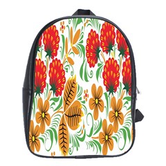 Flower Floral Red Yellow Leaf Green Sexy Summer School Bag (xl) by Mariart