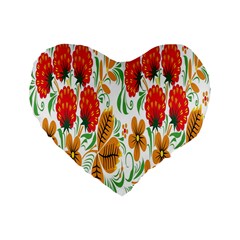 Flower Floral Red Yellow Leaf Green Sexy Summer Standard 16  Premium Heart Shape Cushions by Mariart