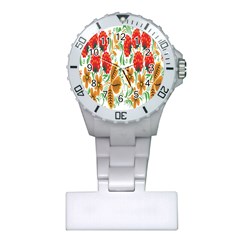 Flower Floral Red Yellow Leaf Green Sexy Summer Plastic Nurses Watch by Mariart