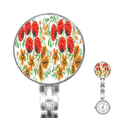 Flower Floral Red Yellow Leaf Green Sexy Summer Stainless Steel Nurses Watch by Mariart