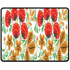 Flower Floral Red Yellow Leaf Green Sexy Summer Double Sided Fleece Blanket (medium) 