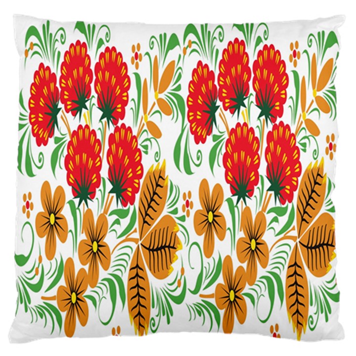 Flower Floral Red Yellow Leaf Green Sexy Summer Large Flano Cushion Case (Two Sides)