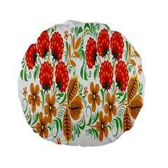 Flower Floral Red Yellow Leaf Green Sexy Summer Standard 15  Premium Flano Round Cushions by Mariart