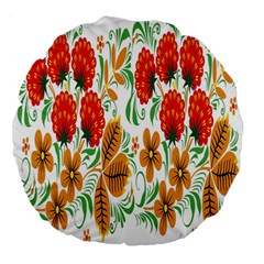 Flower Floral Red Yellow Leaf Green Sexy Summer Large 18  Premium Flano Round Cushions