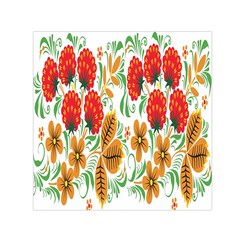 Flower Floral Red Yellow Leaf Green Sexy Summer Small Satin Scarf (square)