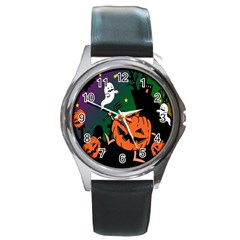 Happy Halloween Round Metal Watch by Mariart