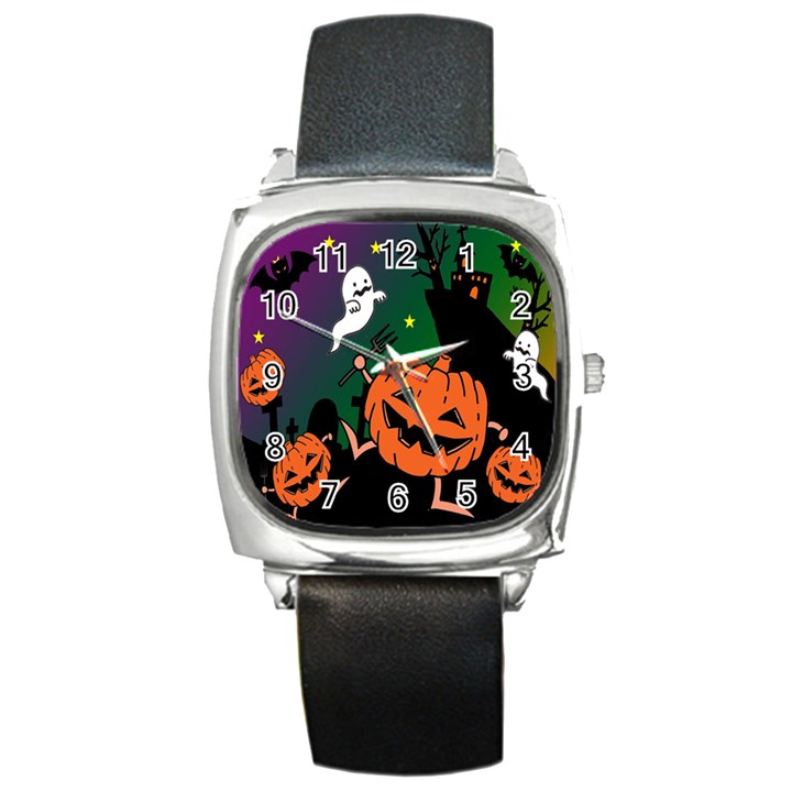 Happy Halloween Square Metal Watch