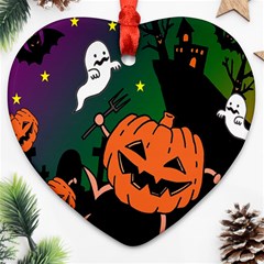 Happy Halloween Heart Ornament (two Sides) by Mariart