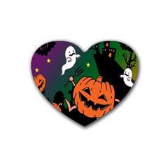 Happy Halloween Heart Coaster (4 Pack)  by Mariart