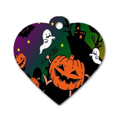 Happy Halloween Dog Tag Heart (two Sides) by Mariart