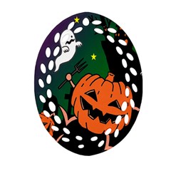 Happy Halloween Ornament (oval Filigree) by Mariart