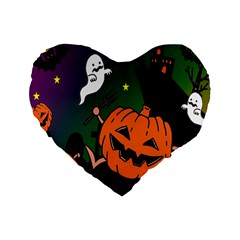 Happy Halloween Standard 16  Premium Heart Shape Cushions