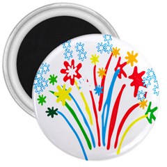 Fireworks Rainbow Flower 3  Magnets by Mariart