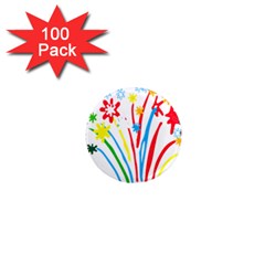 Fireworks Rainbow Flower 1  Mini Magnets (100 Pack) 