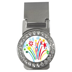 Fireworks Rainbow Flower Money Clips (cz) 